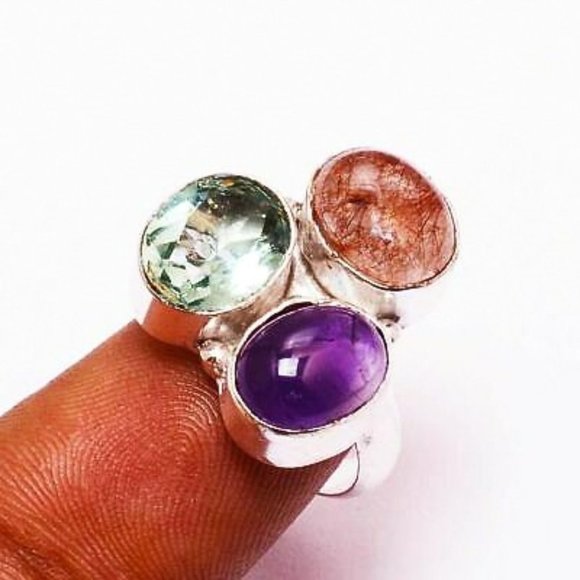 Handmade Jewelry - Mixed Amethyst Gemstone Ring